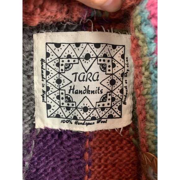 Women's Tara HandKnits Colorful Knitted Coat Size L - Picture 8 of 8